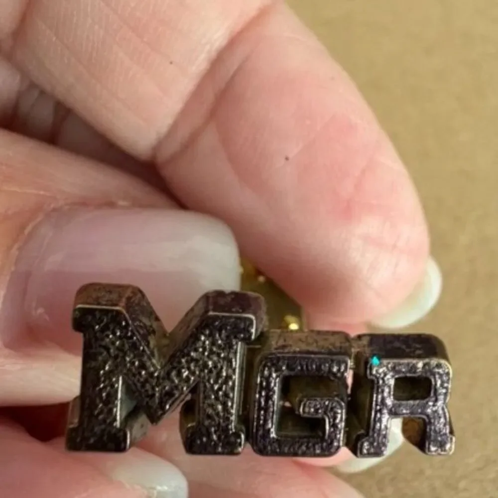 Vtg. MGR  Manager Chenille sports lapel pin